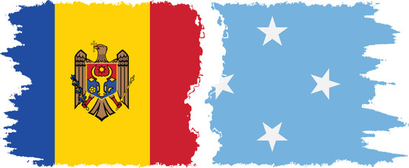 Federated States of Micronesia and Moldova grunge flags connection v