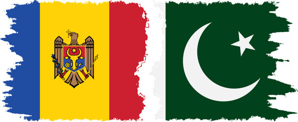 Pakistan and Moldova grunge flags connection vector