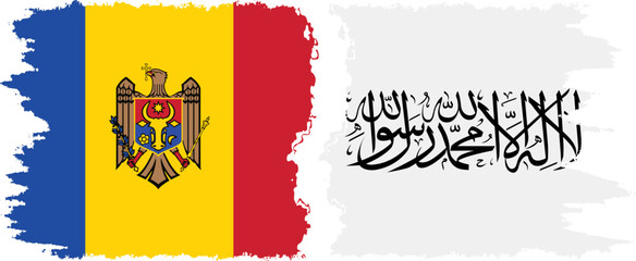 Afghanistan and Moldova grunge flags connection vector