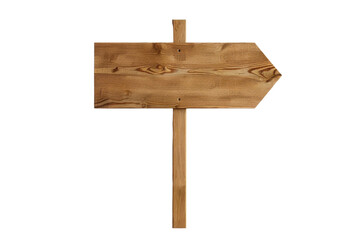 Wooden arrow sign isolated on transparent background. perfect for directions, navigation or rustic decor concepts.