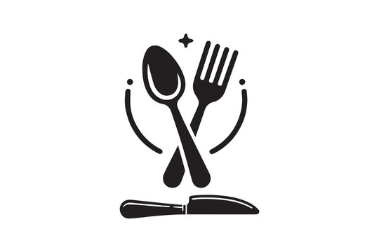 Spoon, fork and knife silhouette Icon vector Illustration artwork