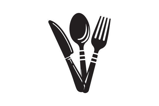 Spoon, fork and knife silhouette Icon vector Illustration artwork