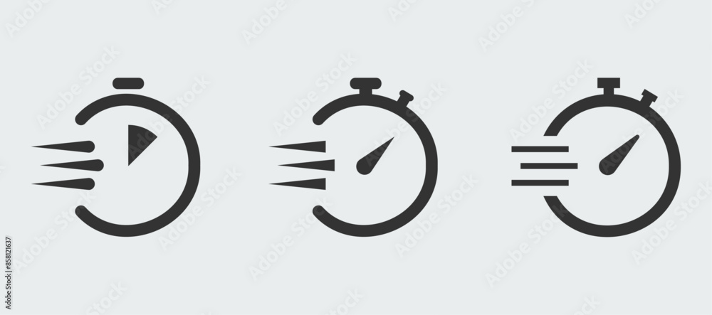 Poster best speed and time limit stopwatch icon set. easy editable vector design.