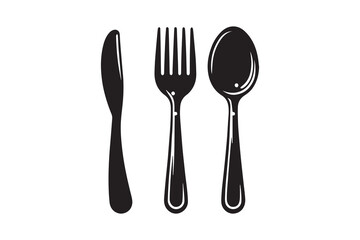 Spoon, fork and knife silhouette Icon vector Illustration artwork