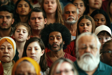 Fototapeta premium Diverse group of solemn people gathered together