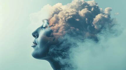 Woman and Clouds Double Exposure