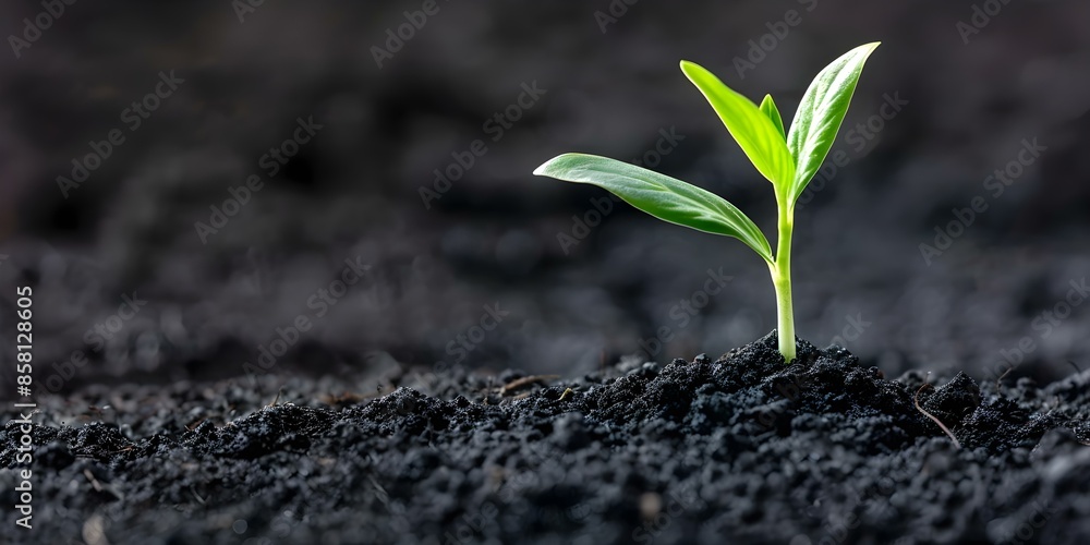 Poster enhancing soil health with biochar sequestering carbon against a simple backdrop. concept soil healt