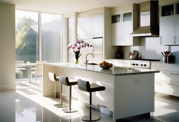 modern kitchen interior with table