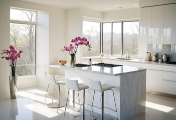  Modern kitchen with dining area and table
