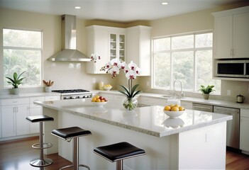 Minimalist Kitchen Design with Clean Lines and Integrated Storage 