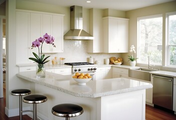 Sleek Modern Kitchen with Stylish Dining Room