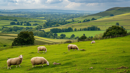 British countryside with sheep	