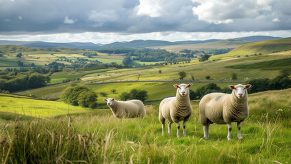 Obraz premium British countryside with sheep 