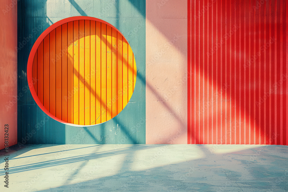 Poster minimalist pastel design with thin geometric patterns in vector format,