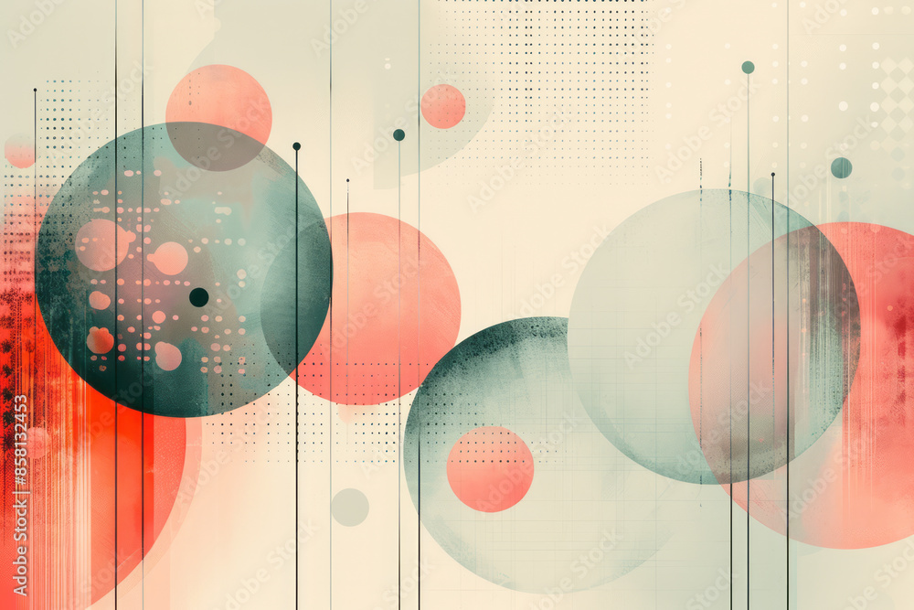 Aufkleber delicate and thin geometric shapes in pastel tones, creating a minimalist vector pattern,