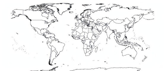 world map on a white background, showcasing a modern, tech-inspired design for clear geographical visualization and contemporary aesthetics