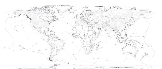 world map on a white background, showcasing a modern, tech-inspired design for clear geographical visualization and contemporary aesthetics