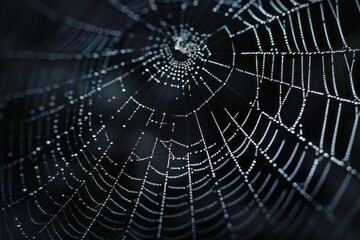 Naklejka premium Capture the intricate symmetry of a spider's web, each strand a masterpiece of natural architecture woven with meticulous precision.