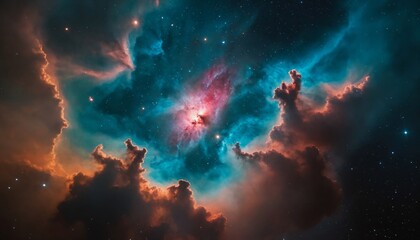 Obraz premium The Cone Nebula is a dark cloud in conjunction with an H-II region, also embedded in NGC 2264, making the Cone Nebula a part of the nebula surrounding the Christmas tree cluster.