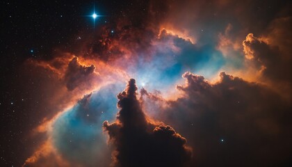 Fototapeta premium The Cone Nebula is a dark cloud in conjunction with an H-II region, also embedded in NGC 2264, making the Cone Nebula a part of the nebula surrounding the Christmas tree cluster.