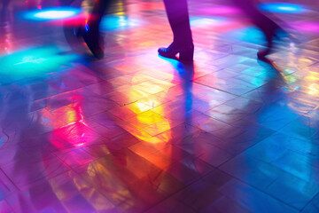 a legs of a person walking on a tiled floor