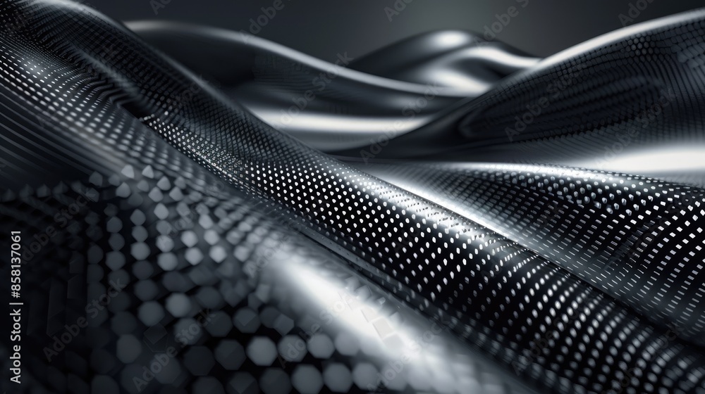 Poster dark, clean modern background with white and silver light patterns, incorporating soft tech diagonal