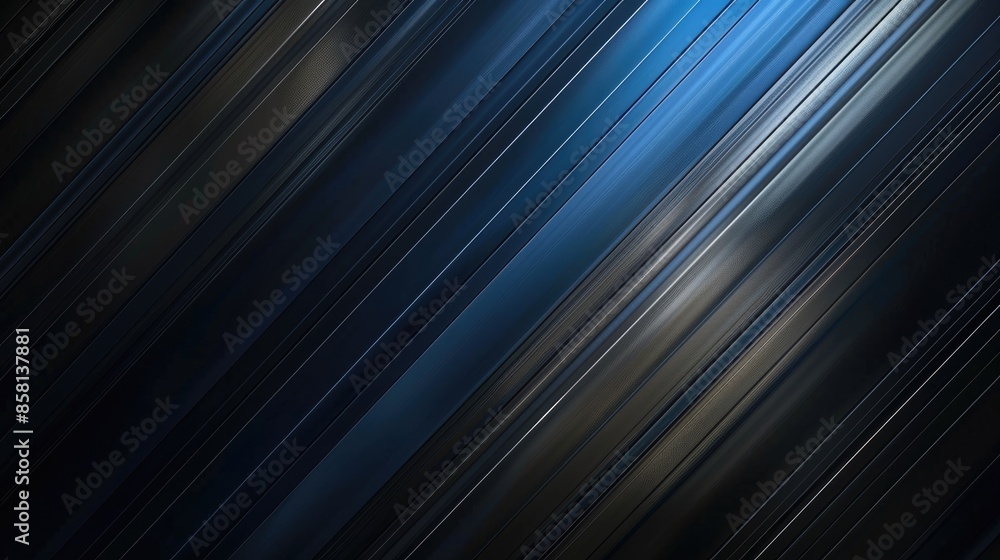 Poster dark blue and black gradient light pattern with sleek metal texture, creating a clean and modern sof