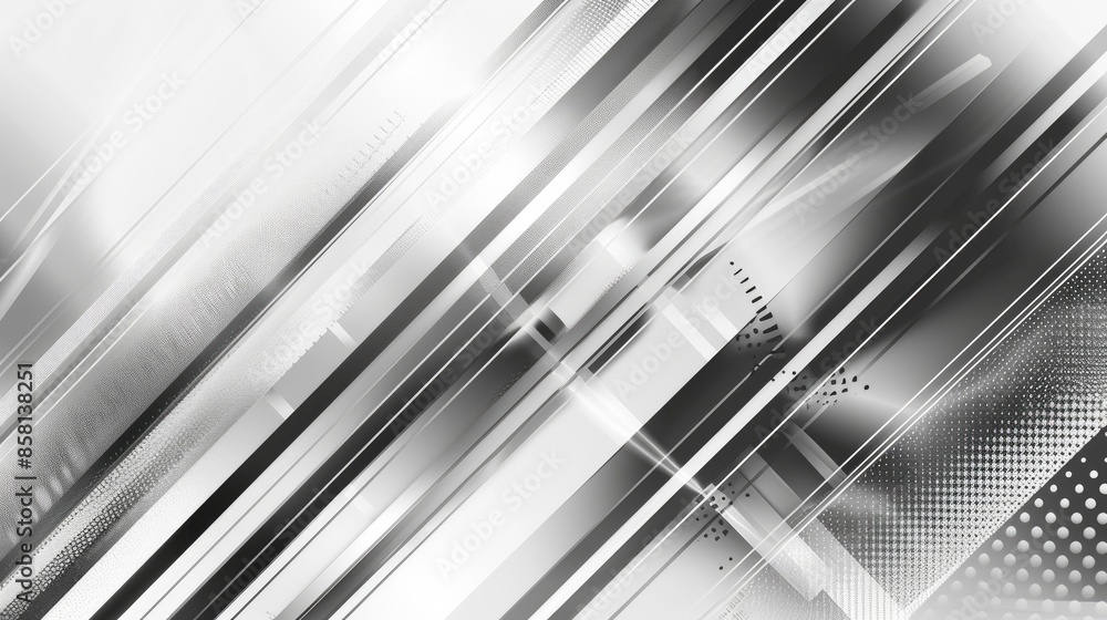 Poster clean, modern abstract background with soft tech diagonal design in white and silver, blending metal