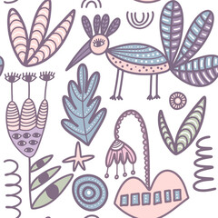 Seamless pattern of beetles, insects, flowers. Template for printing, screensavers; pattern for textile, cover, social media banner template.