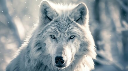 Piercing Eyes Silver Wolf Reflect Ancient Wisdom