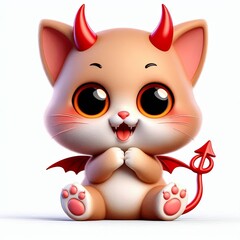 cute cat devil cartoon 3d Generative AI
