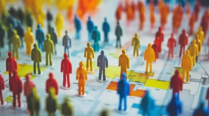 A group of people are standing in a line, with some of them being red