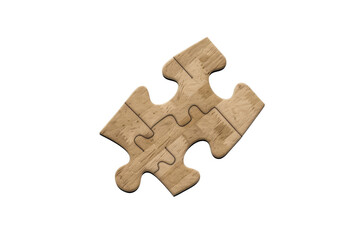 Fototapeta premium Wooden puzzle piece isolated on a transparent background. perfect for representing concepts of connection, solution, and teamwork.
