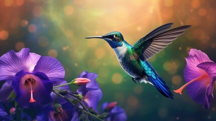 Naklejka premium A blue and green hummingbird 