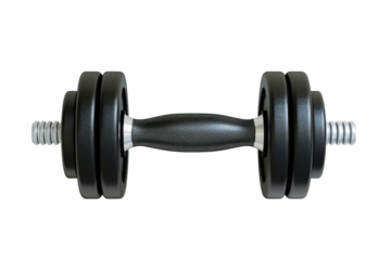 Black adjustable dumbbell for strength training and fitness. Ideal for home gym workouts and muscle building.