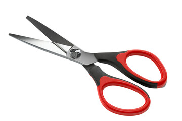 A pair of red-handled scissors with sharp blades, ideal for office and home use. Perfect for cutting paper, fabric, and other materials.