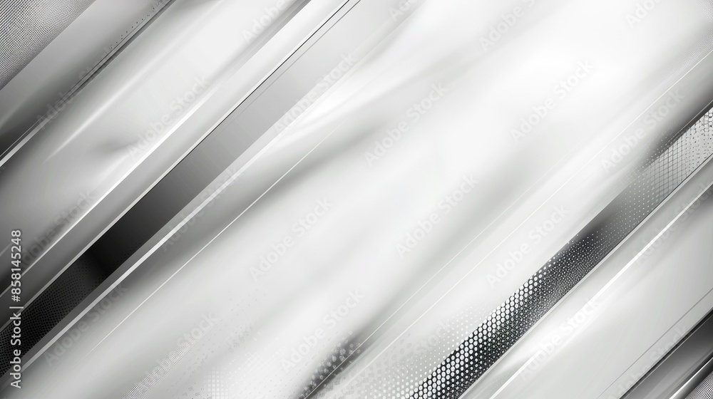 Poster clean, modern abstract background with soft tech diagonal design in white and silver, blending metal
