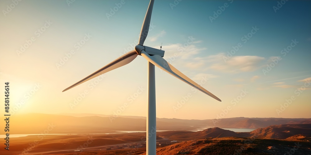 Poster optimizing wind turbine placement for efficient energy production and sustainable energy transition.