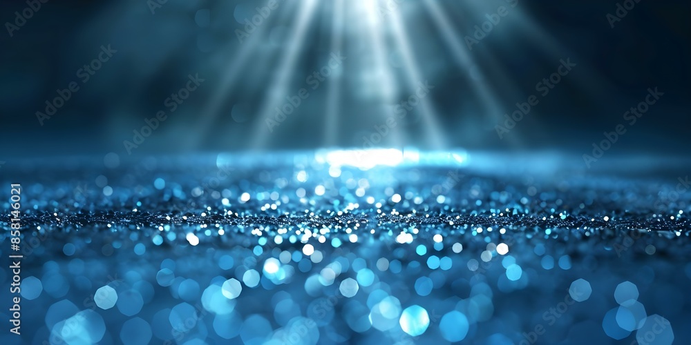 Poster creating a realistic blue light line fade effect with neon sparkle background. concept special effec