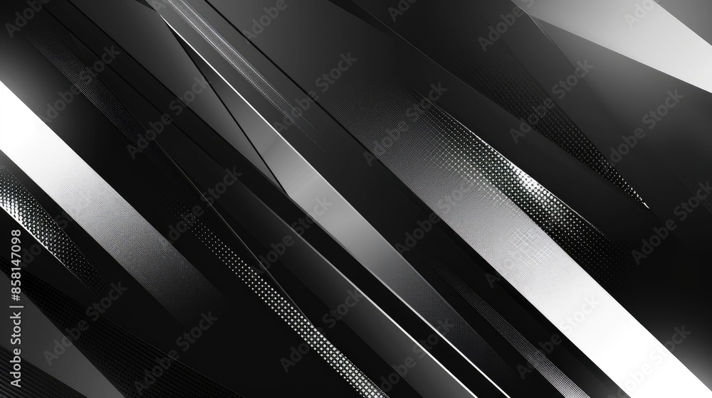 Poster dark, clean modern background with white and silver light patterns, incorporating soft tech diagonal