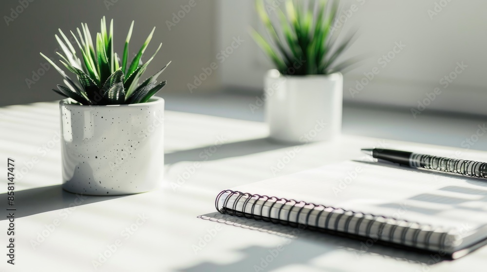Aufkleber spiral notepad on a table with a light background