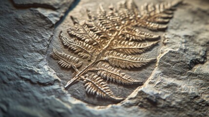 Prehistoric fossil in a rock stone.