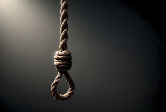 rope hanging with a noose, suicide by hanging concept