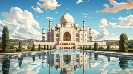 Naklejka premium A captivating illustration of an iconic historical landmark, with detailed architectural elements and a sense of grandeur and historical significance. Illustration, Minimalism,