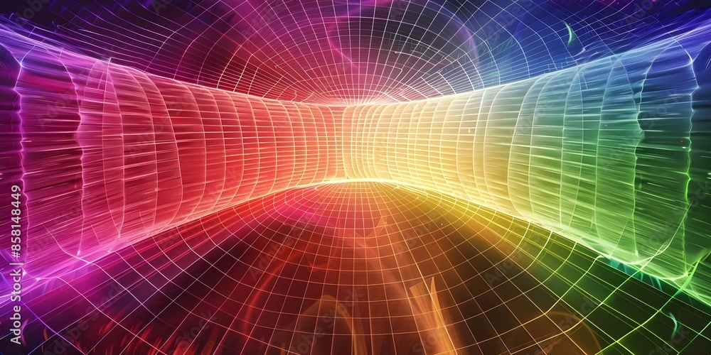 Poster visual representation of electromagnetic spectrum ranging from radio waves to gamma rays. concept ra
