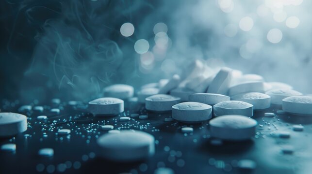 Medical concepts with Fentanyl pills and copy space