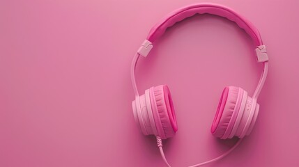 Pink headphones on a pink backdrop
