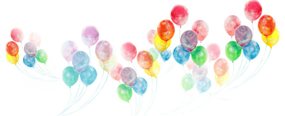 カラフルな風船　水彩