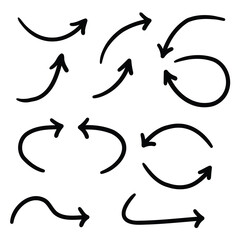 Hand drawn set of arrows on a white background.
