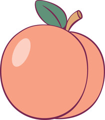 Peach simple flat vector illustration